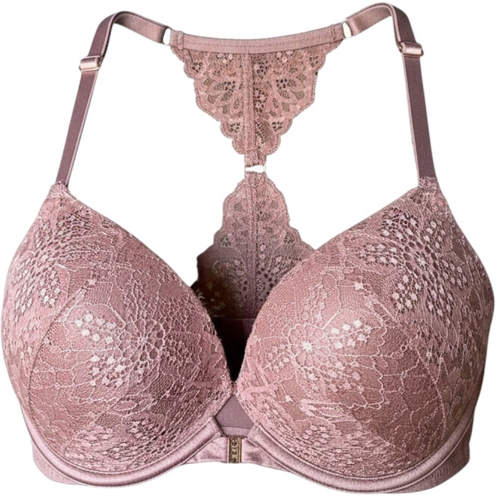 Victoria Secret Date Extreme Push Up Bra 32D Front Close Lace Racerback Womens
